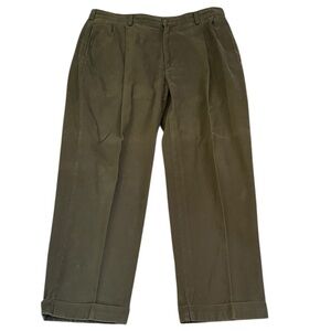Vintage Polo Ralph Lauren pleated Cuffed Khaki Green Pants Baggy Cotton 38x30